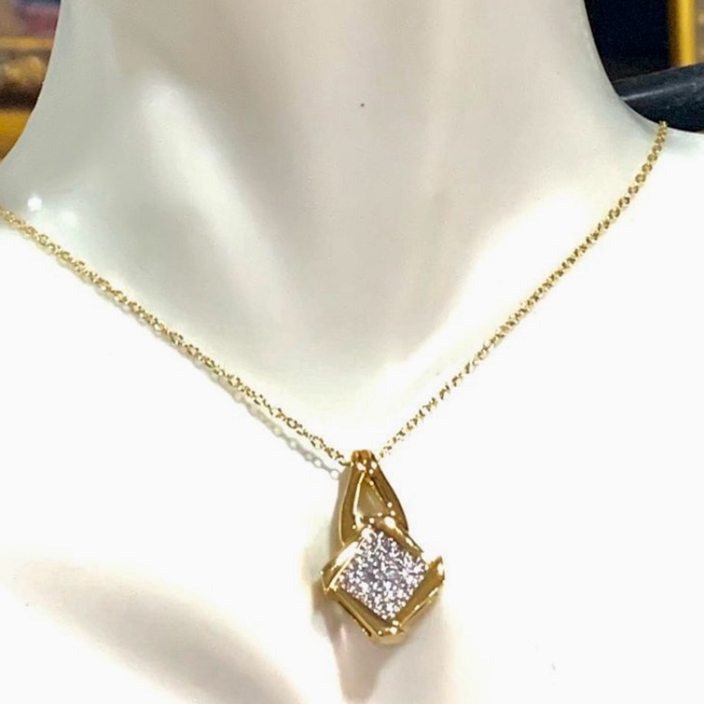 0.04ctw Genuine Diamonds & 18k Yellow Gold and Fine Jewelry Bronze Neclace